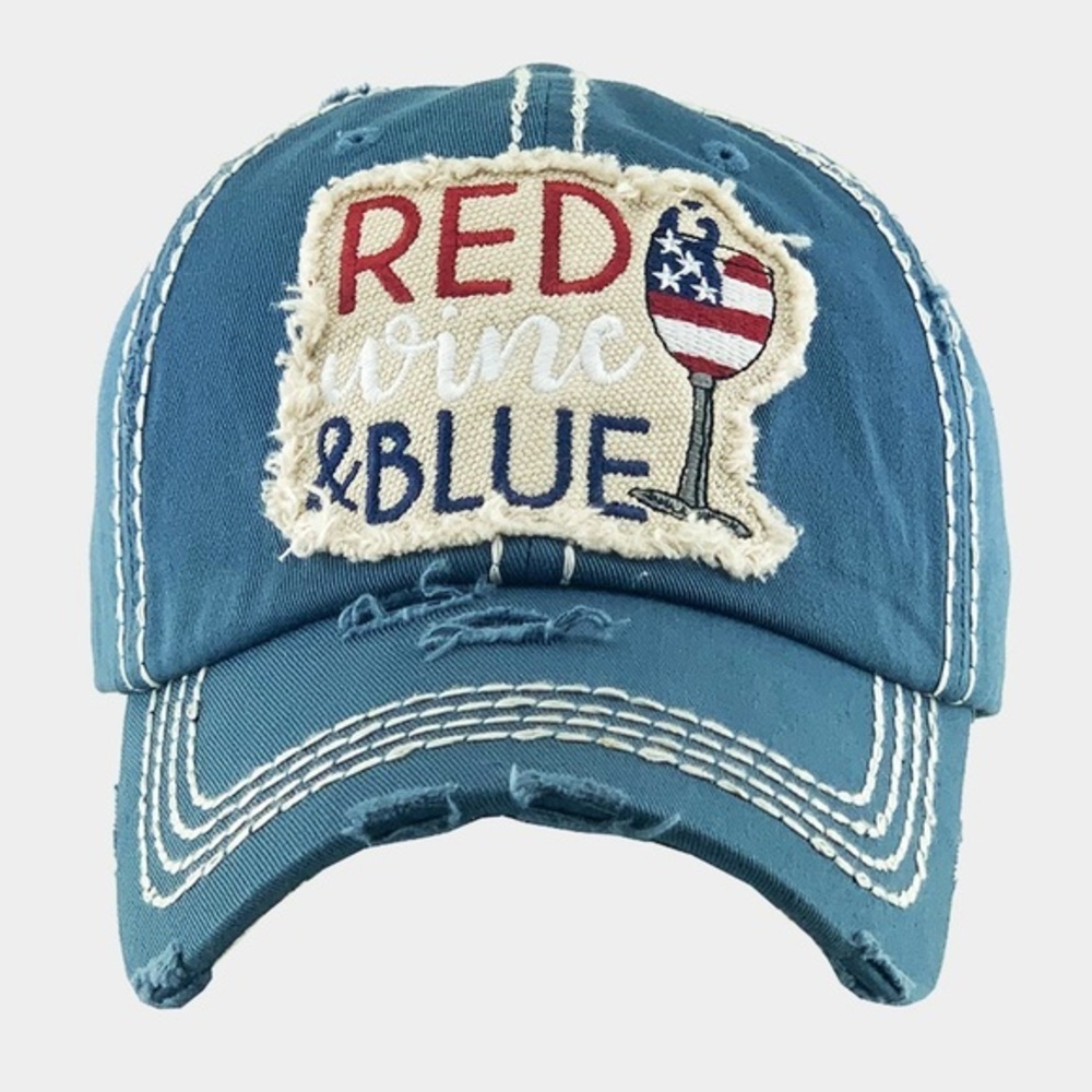 Patriotic distressed blue fashion patch hat adjustable baseball cap